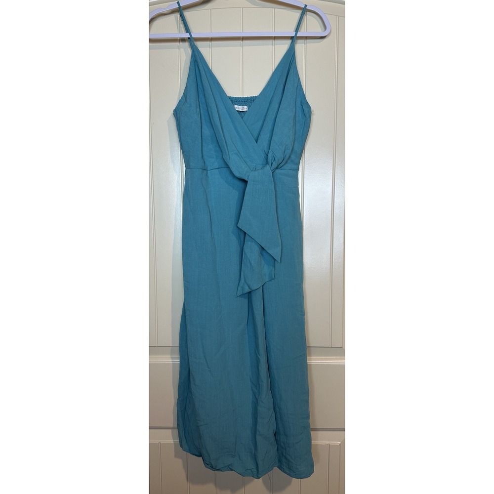 Becool rayon sleeveless v-neck midi‎ dress front slit wedding guest sz M NWT